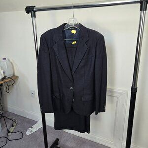 Saint Laurie Women's Wool Navy/Lt Blue Check Skirted Suit, Size 10, Vintage